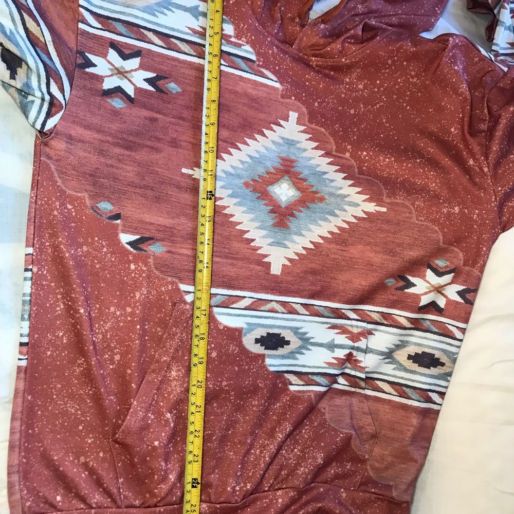 Aztec-Inspired Rust Hoodie - Picture 9 of 10
